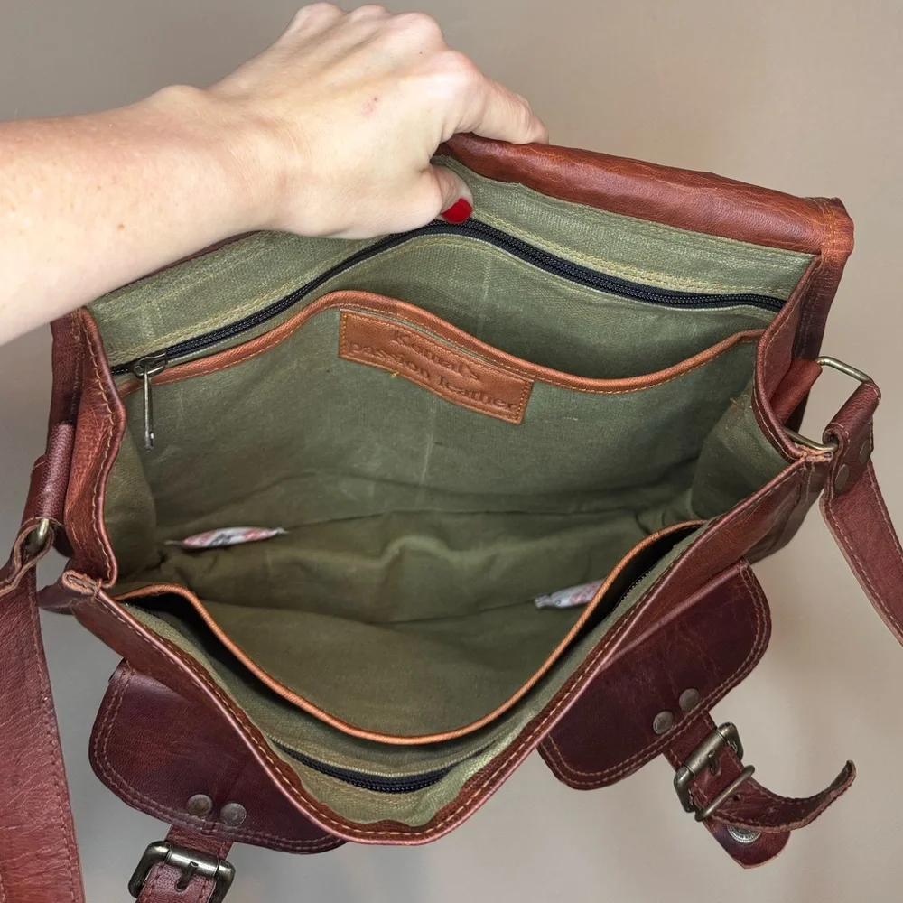 Komal’s Passion‎ Leather Brown Satchel Messenger Bag